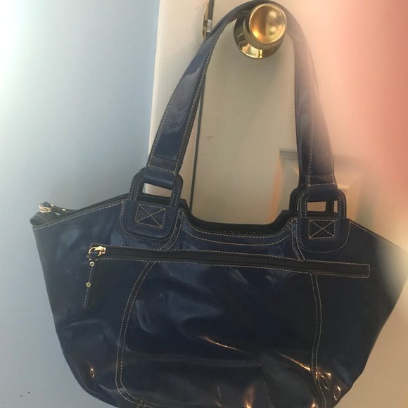 Shiny blue MAXX NY large hobo style bag - Picture 2 of 3